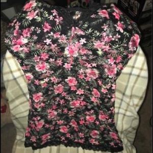 XOXO black floral lace nightgown